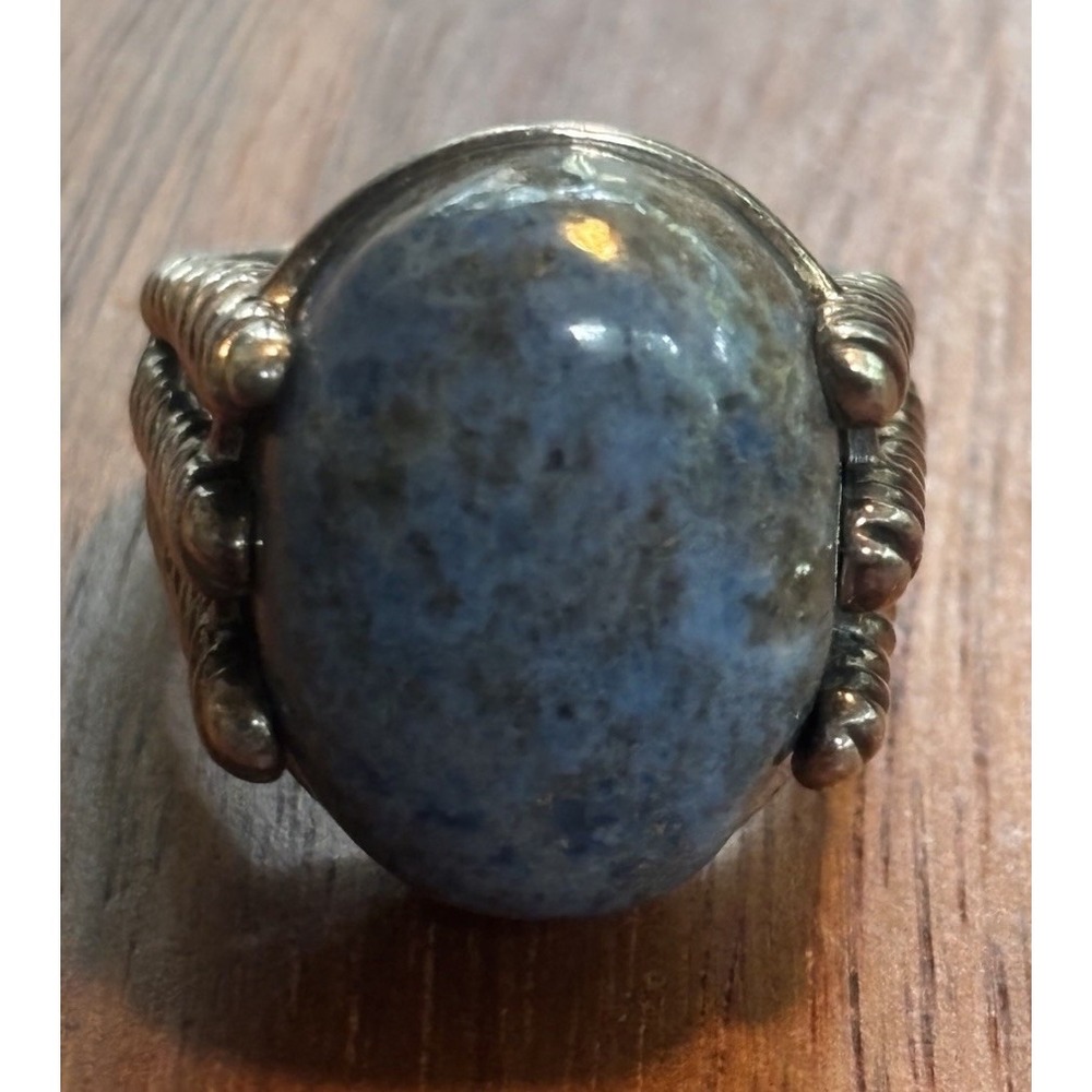 Vintage Lapis Lazuli Cabochon Sterling Silver Ring Size 8